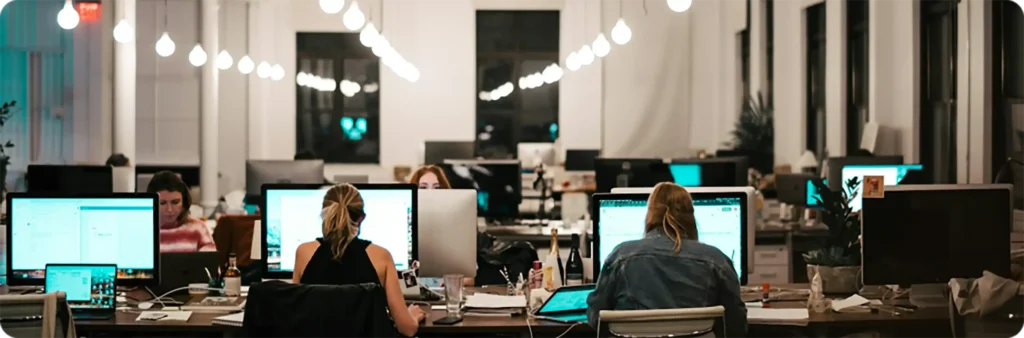 Best typing center professionals working at computer workstations