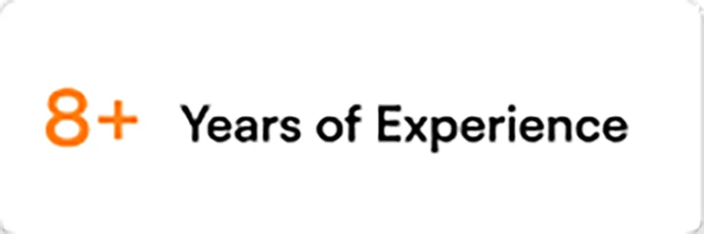 8+ years of experience badge for best typing services expertise
