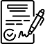 Contract document with check mark and pen at a typing center