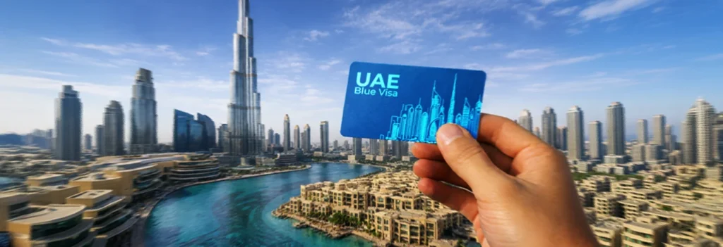 Professionals reviewing documents to check UAE Blue Visa eligibility
