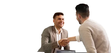 Two business professionals shaking hands representing independent UAE residency